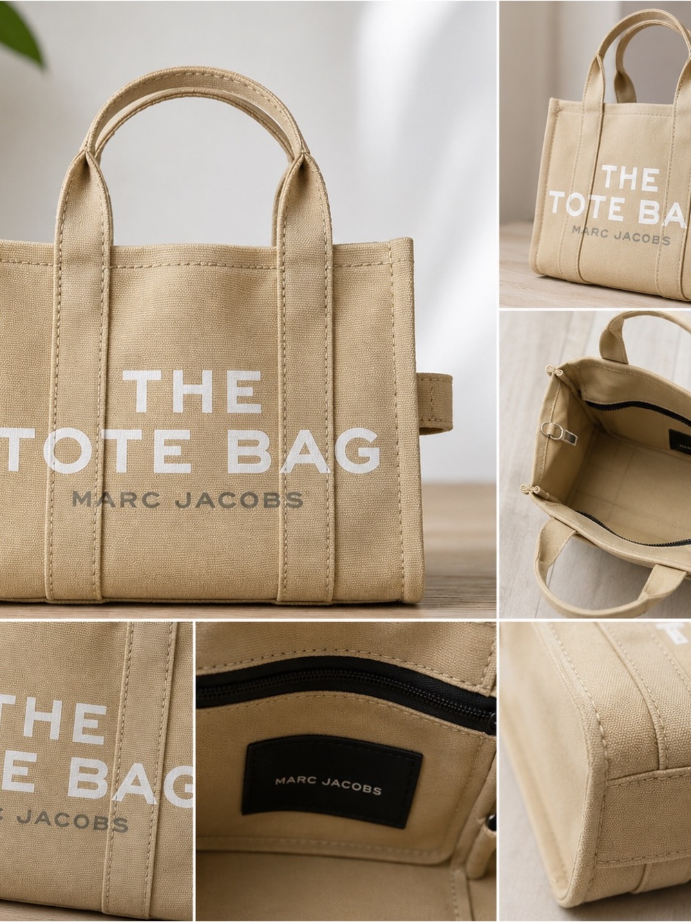 Marc Jacobs Canvas Mini Tote in Beige with White Logo
